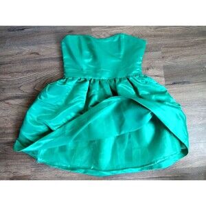 Twenty One Green Satin Sweetheart Mini Dress w/ Tulle Size Juniors Medium